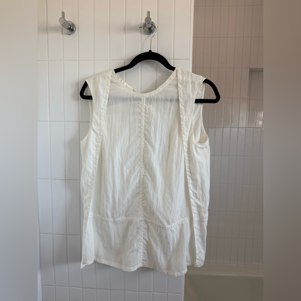 Helmut Lang Parachute Sleeveless White Blouse Open Back Size S